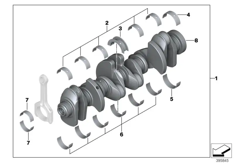 BMW Lagerschale grün E60 E61 E63 E64 E65 E66 E70 E71 E81 E82 E83