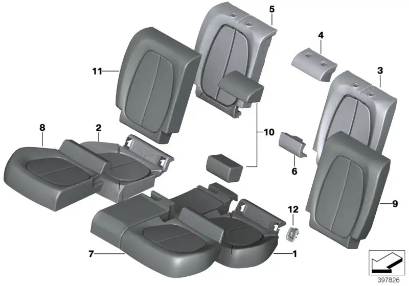BMW Bezug Sitz Stoff links F45 F48 52207375675