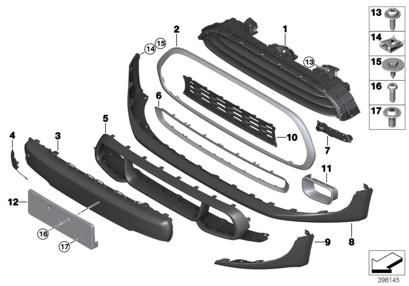 BMW Black Band Spoiler vorn F55 F56 F57 51117379435