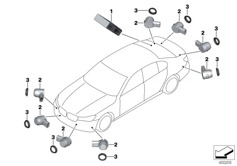 BMW Ultraschallsensor Magellangrau G11 G12 66209360713 - Bildposi