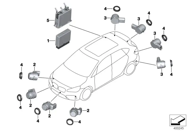 BMW Ultraschallsensor Mineralweiss F15 F16 F39 F45 F46 F48 F85 F8