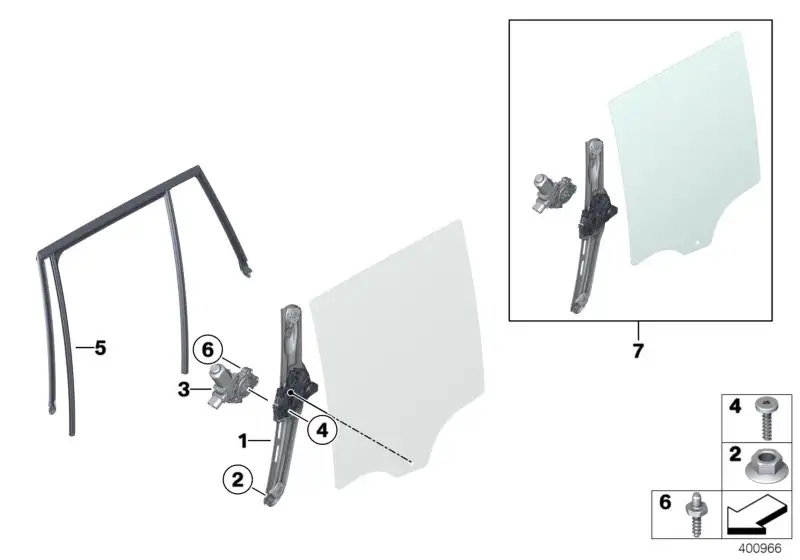BMW Fensterführung Tür hinten links F26 51357454167 - X4 F26