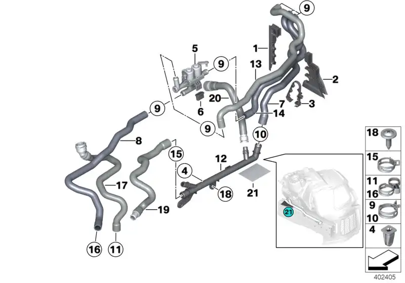 BMW Schlauch Vorlauf F01 F02 F04 F06 F07 F10 F11 F12 F13 64509170