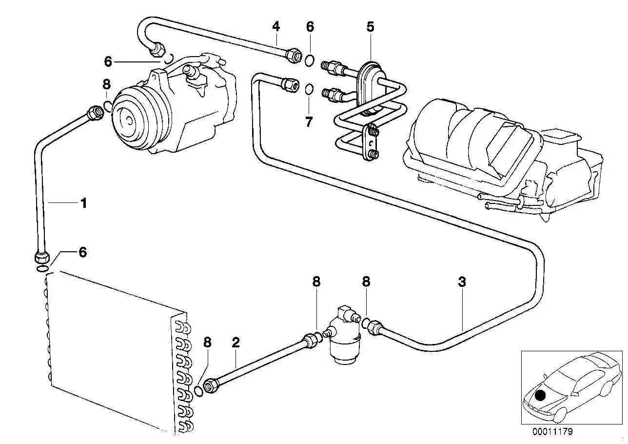 BMW Druckleitung Kondensator-Trockner 64538390486 - Bildposition