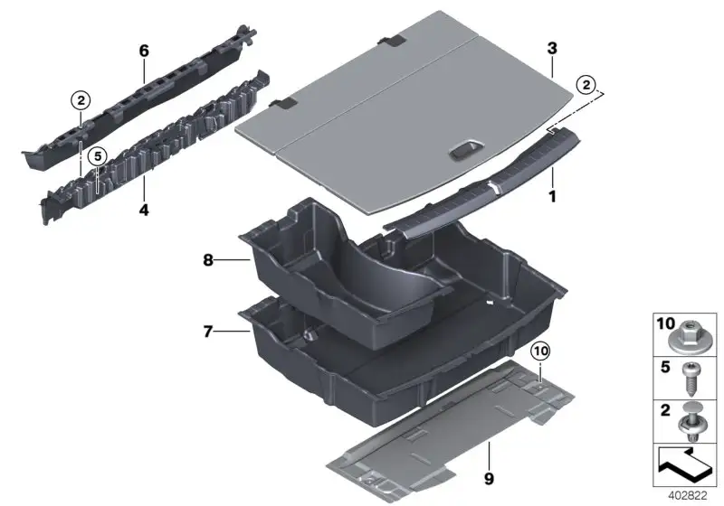 BMW Ablagewanne Gepäckraumboden F45 51477331415