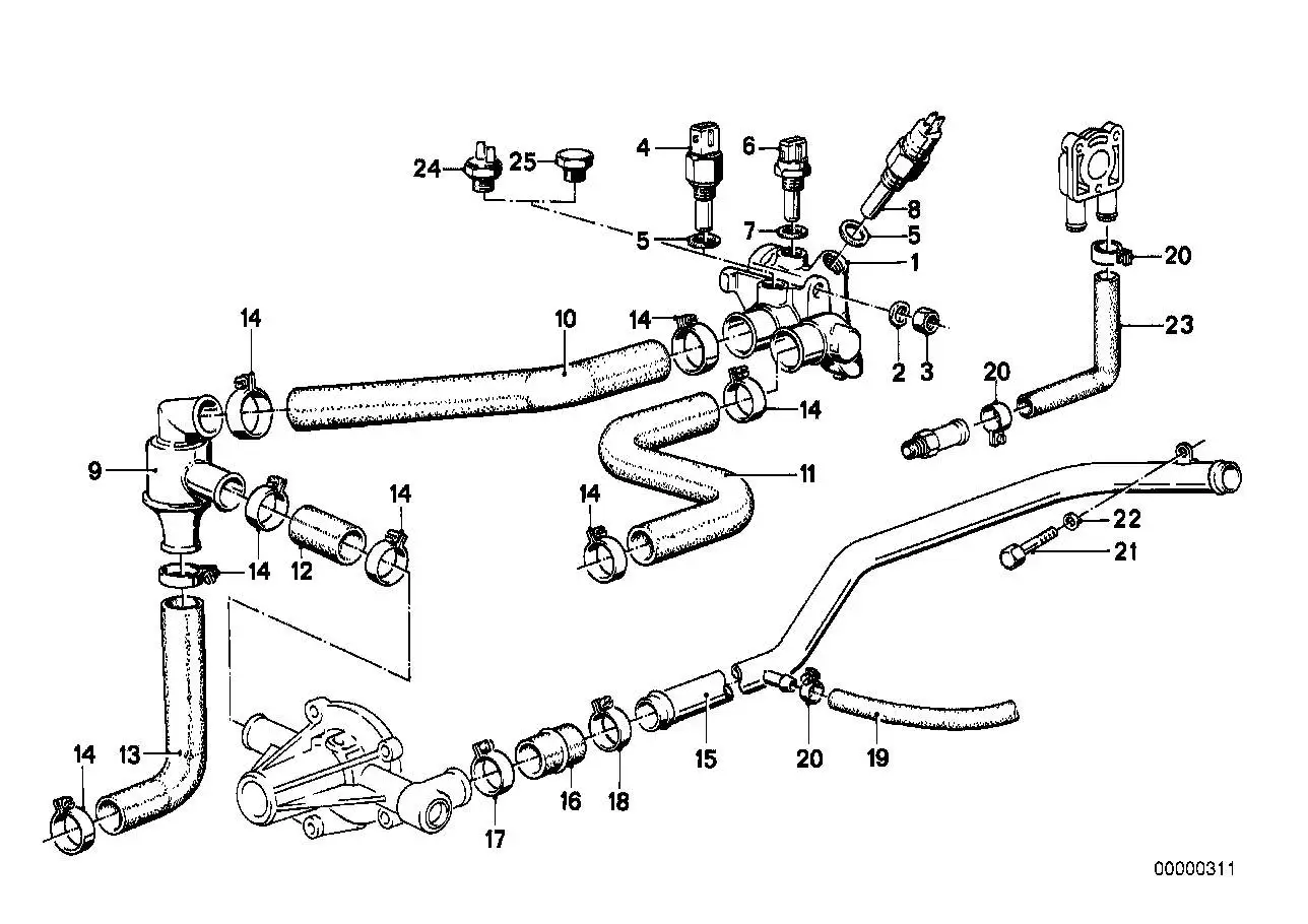 BMW Wasserschlauch E12 E21 E28 E30 11531270148 - Bildposition 23