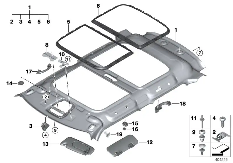 BMW Sonnenblende Panoramadach seitl. rechts F55 F56 51167376860 -