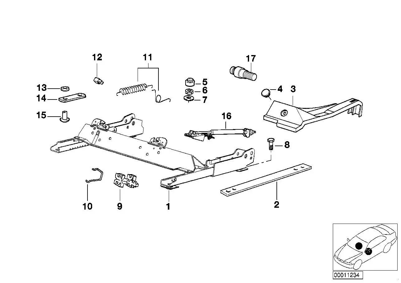 BMW Sitzschiene links E36 52108234795