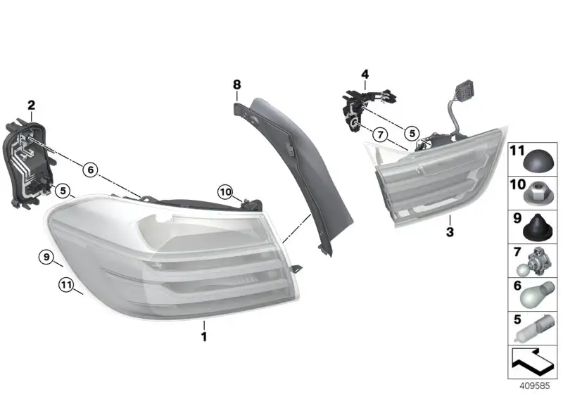 BMW Heckleuchte Heckklappe links 63217296101 - 4er F32, 4er F33,