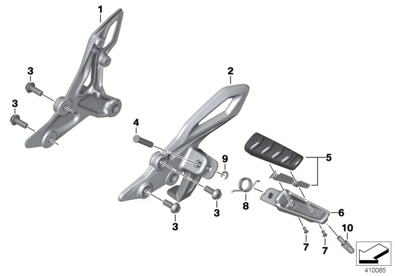 BMW Fussraste links mit Fussrastengummi K21 K27 K28 K29 K53 K54 K69 K71 K83 K84 46717700913