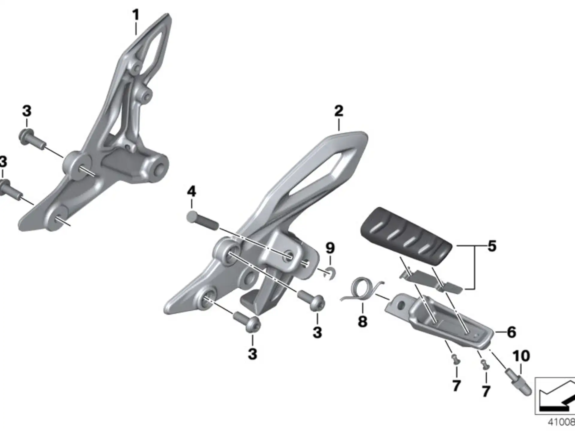 BMW Fussraste links mit Fussrastengummi K21 K27 K28 K29 K53 K54 K69 K71 K83 K84 46717700913