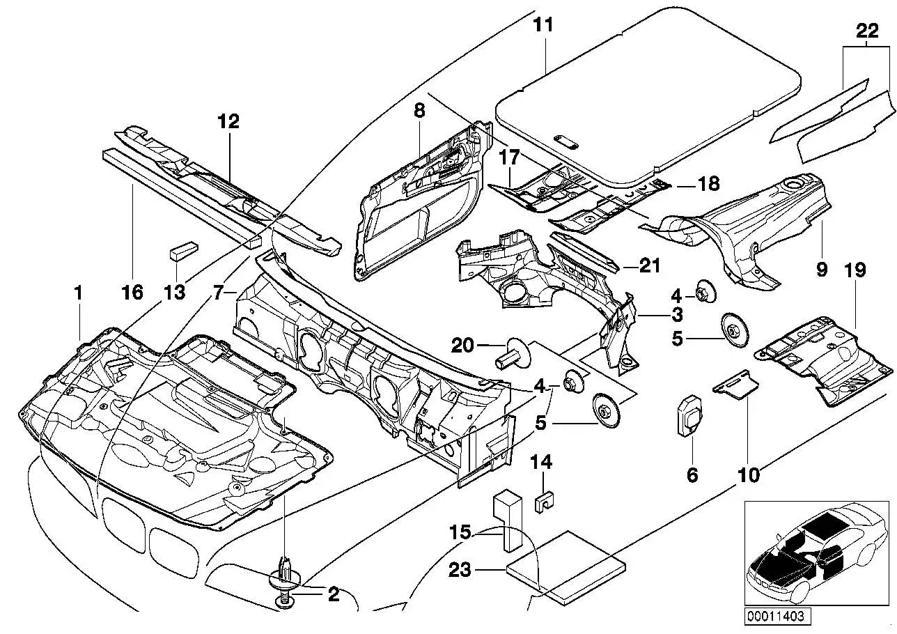 BMW Schallisolierung Frontklappe E39 51488159483 - 5er E39