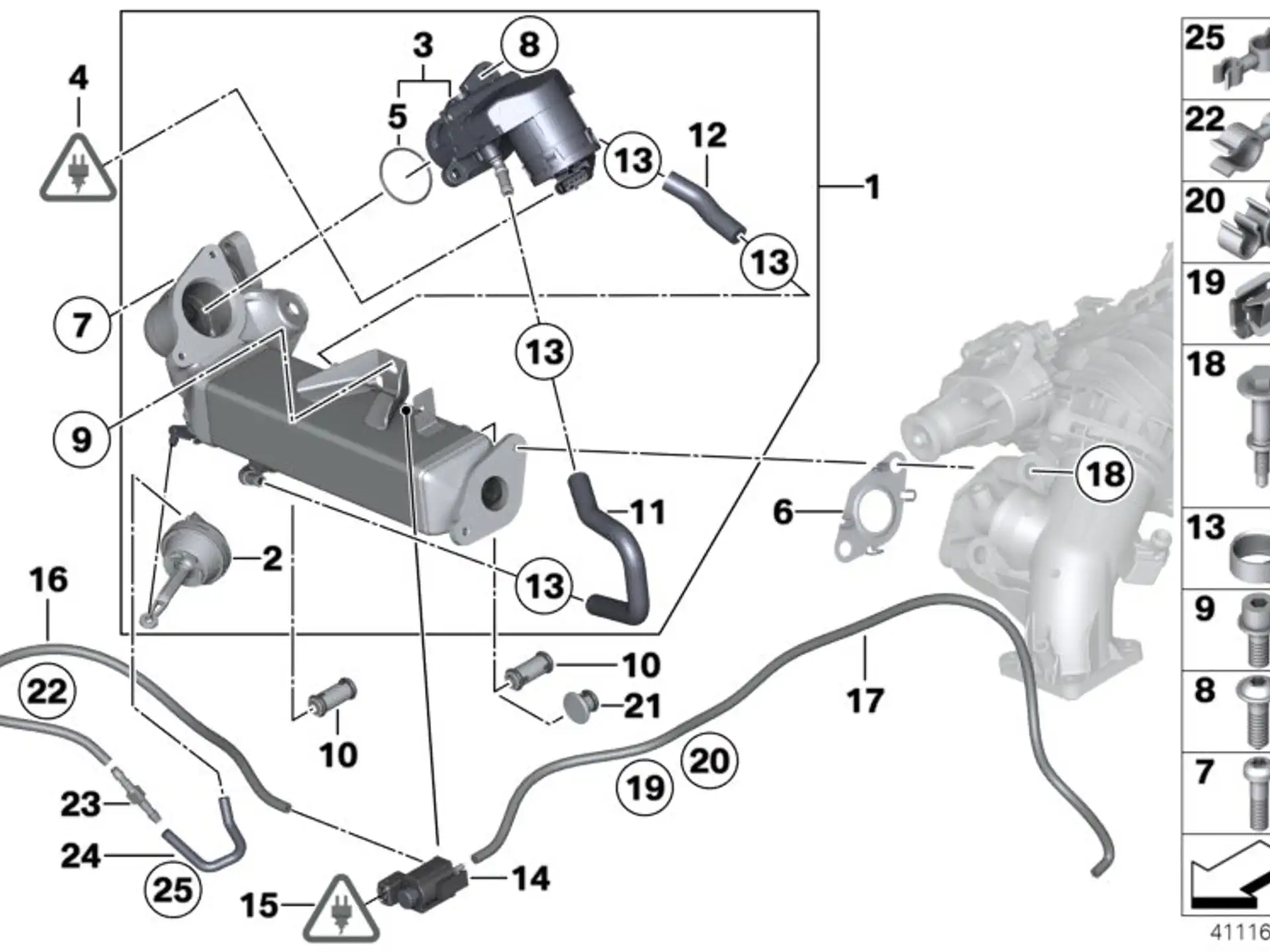 BMW Schlauch Kühler Abgasrückführung- E70 E71 E84 E90 E91 E92 E93 F01 F02 F06 F07 F10 F11 F12 F13 F15 F16 F20 F21 F22 F25 F26 F30 F31 F32 F33 F34 F36 11718507308