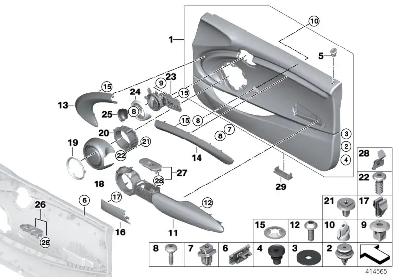 BMW Blende Lichtpaket Tür Hinterteil rechts F56 F57 51417410588 -