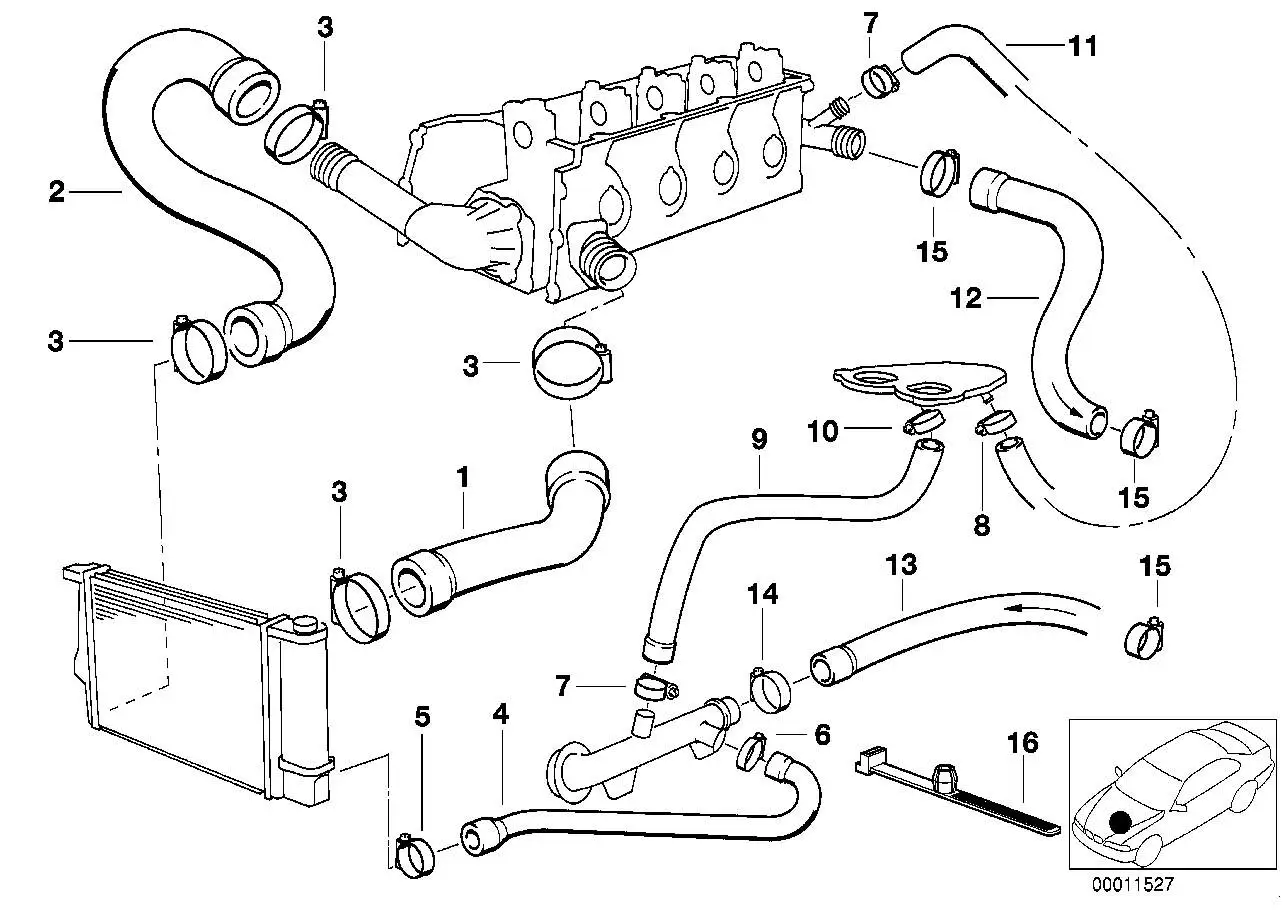 BMW Wasserschlauch E34 E36 11531247915 - Bildposition 09