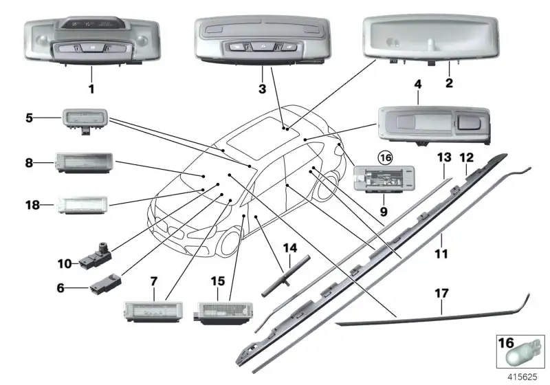 BMW Innenleuchte hinten F46 63319376279 - Bildposition 02