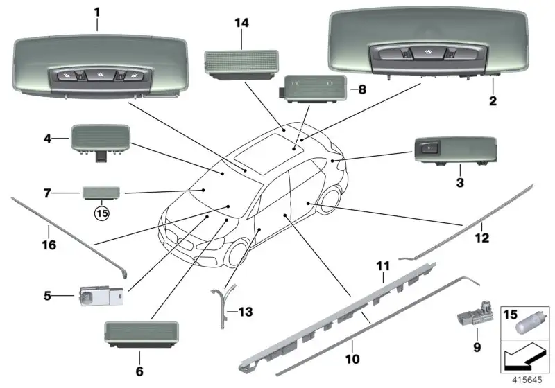 BMW Innenleuchte vorn F30 F31 F32 F33 F34 F36 F39 F45 F46 F48 I01