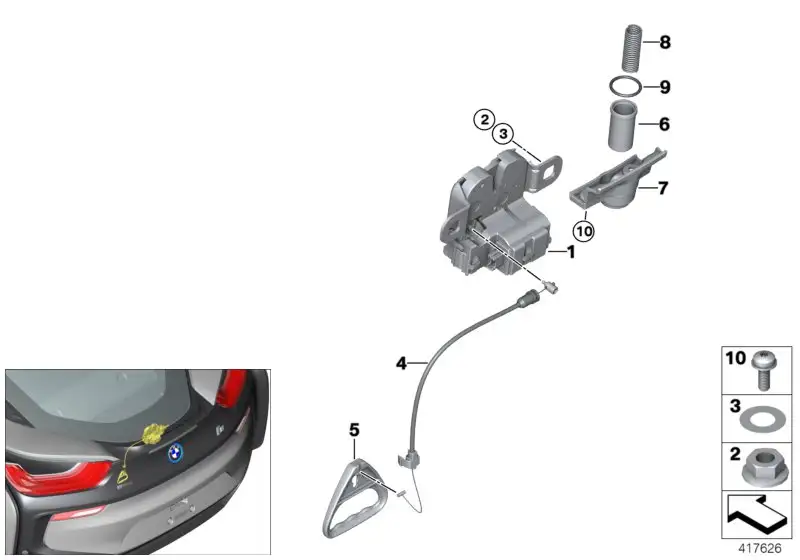 BMW Schloss Heckklappe I12 I15 R60 R61 51249802312 - i8 I12, MINI