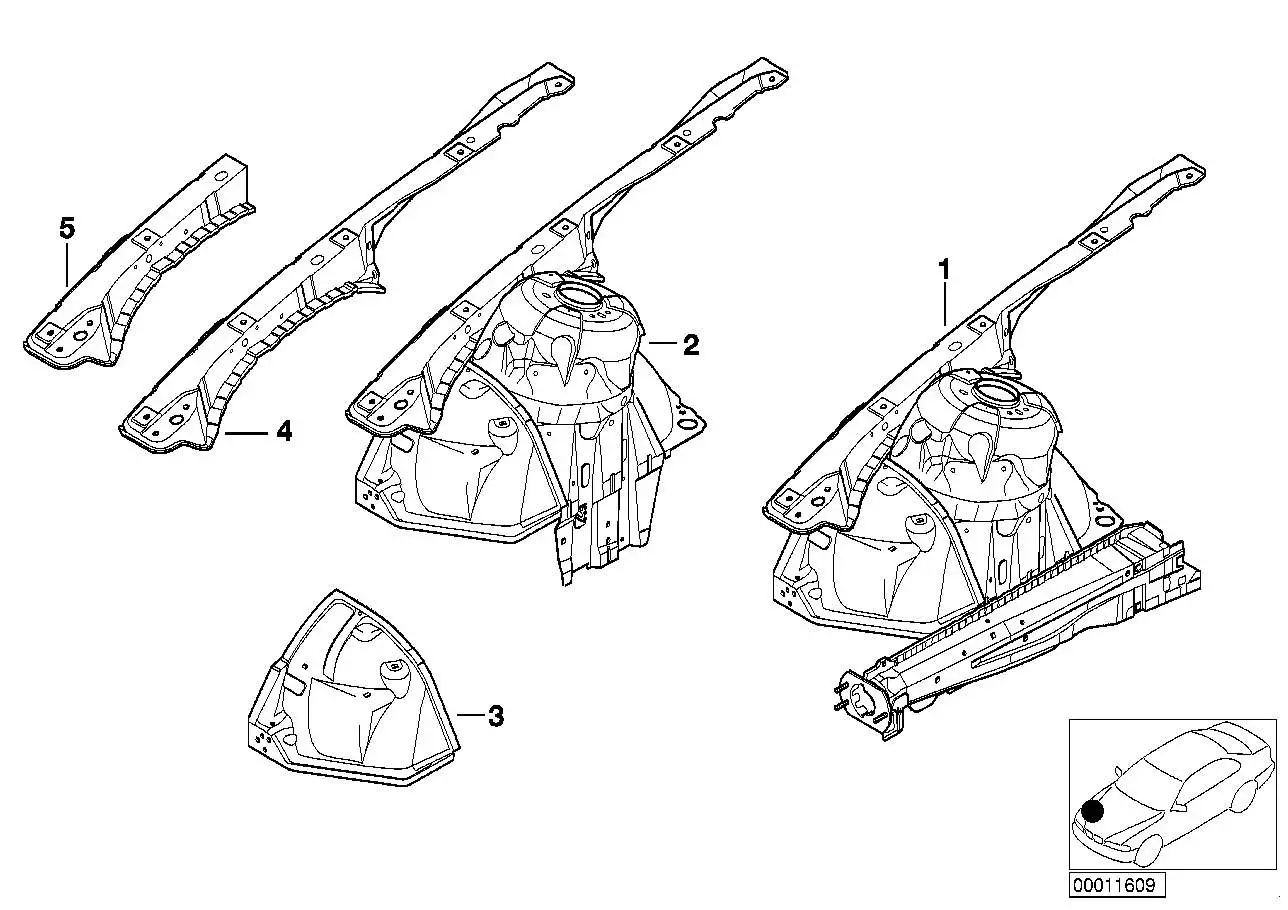 BMW Teilabschnitt Stützträger links E46 41118237611 - 3er E46