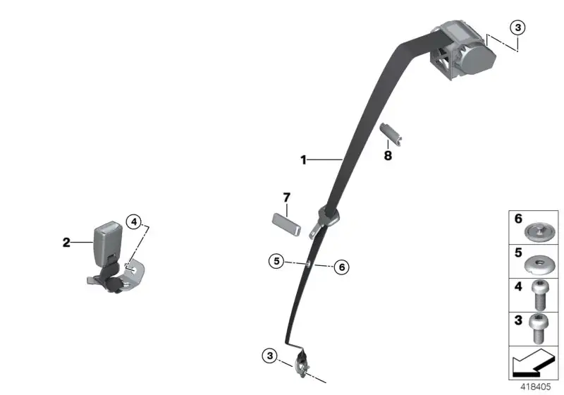 BMW Obergurt hinten rechts F33 F83 72117293057