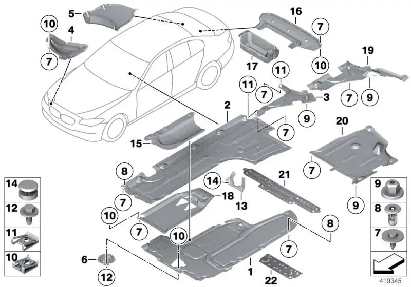 BMW Abdeckung hinten Mitte F11 51757233900