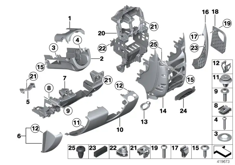 BMW Dekorblende Konsole vorne rechts R60 R61 51459809544