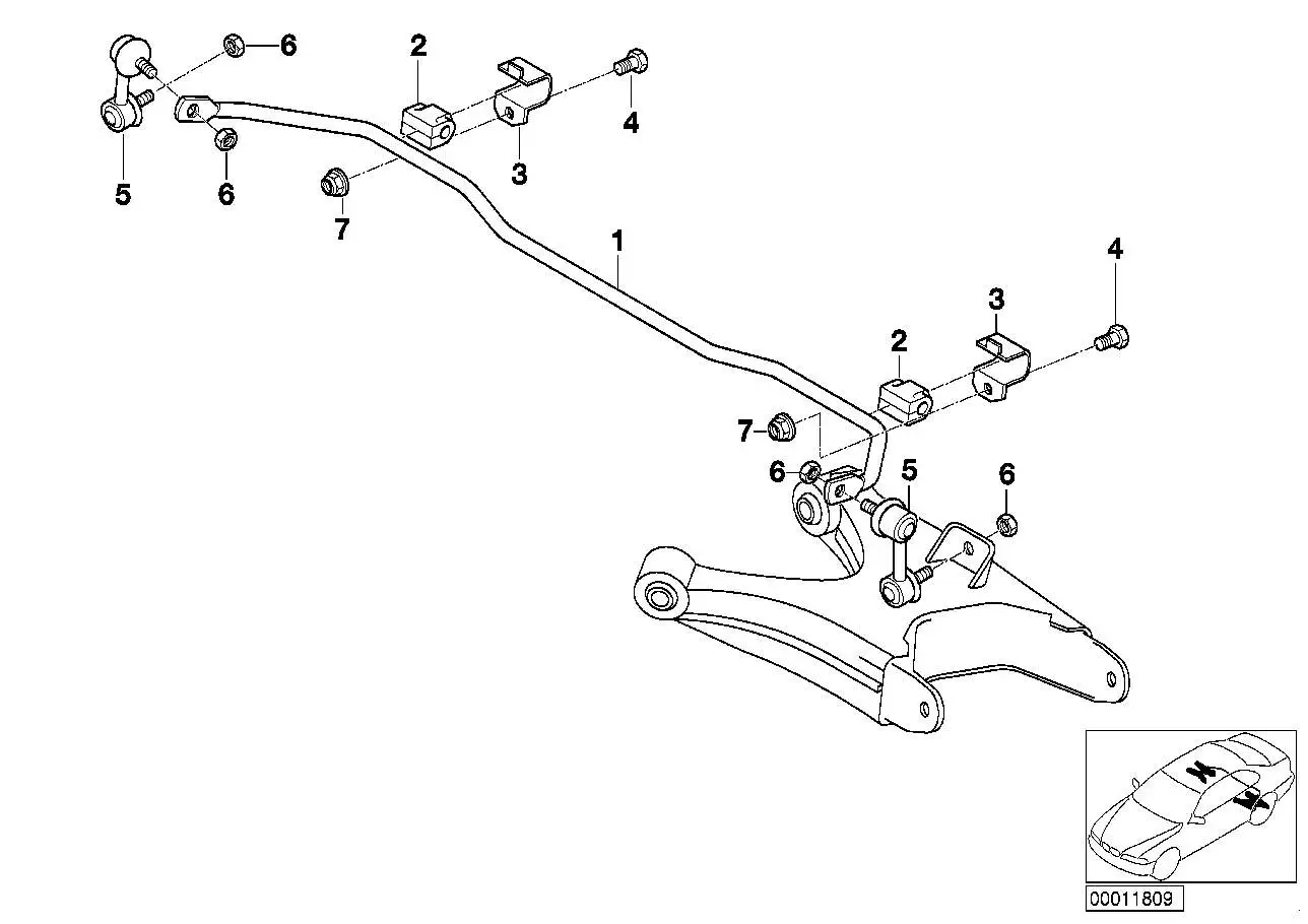 BMW Gummilager Stabilisator E38 33551091511 - 7er E38