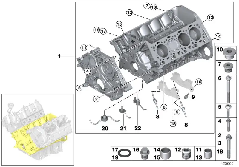 BMW Zylinder-Kurbelgehäuse mit Kolben E70 E71 E72 F01 F02 F04 F07
