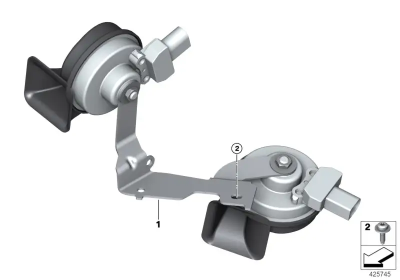 BMW Fanfaren mit Halter elektronisch F54 61337356775 - Bildpositi