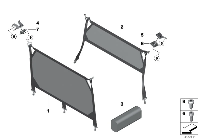 BMW Halter Trennnetz hinten rechts F46 51477329616