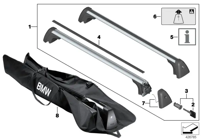 BMW Satz Positionsaufkleber Relingträger F15 F16 F26 F31 F45 F46