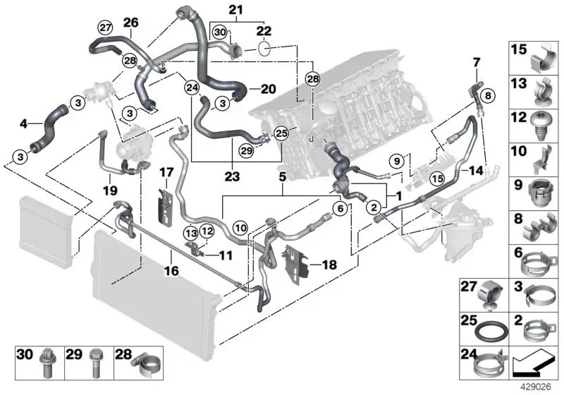 BMW Kühlmittelschlauch F01 F02 F06 F12 F13 11537605151