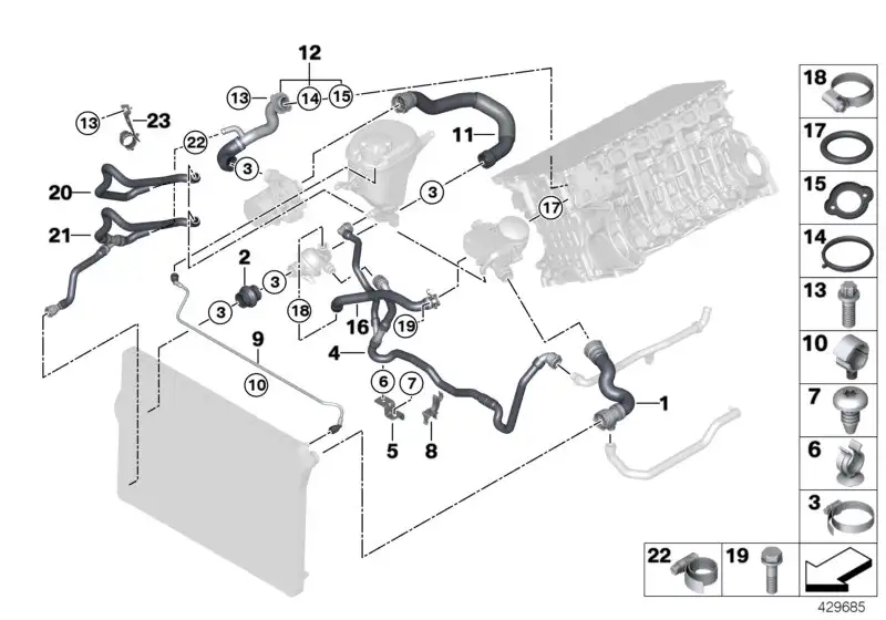 BMW Kühlmittelschlauch F01 F02 F10 F11 17127578399 - 5er, 7er