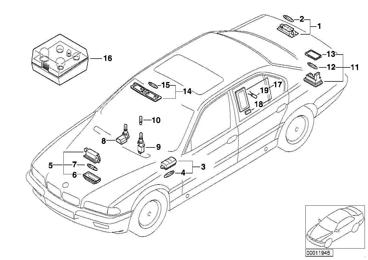 BMW Kennzeichenleuchte E38 63268352424