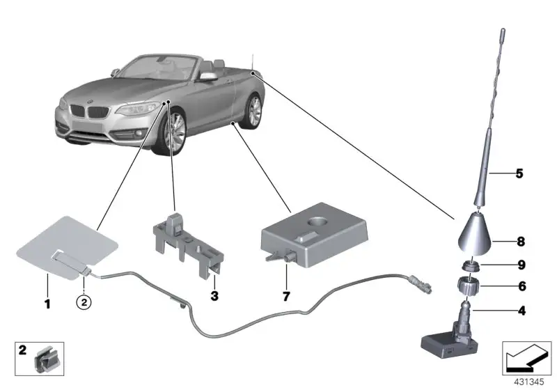 BMW Kurzstabantenne AM/FM/TEL F23 65209308115 - 2er F23, 2er