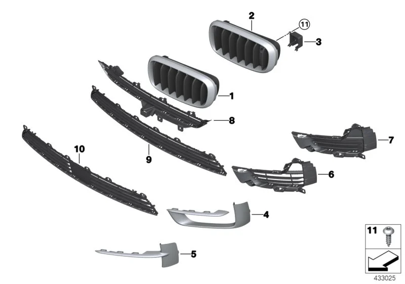 BMW Gitter seitlich geschlossen rechts F15 51117307994