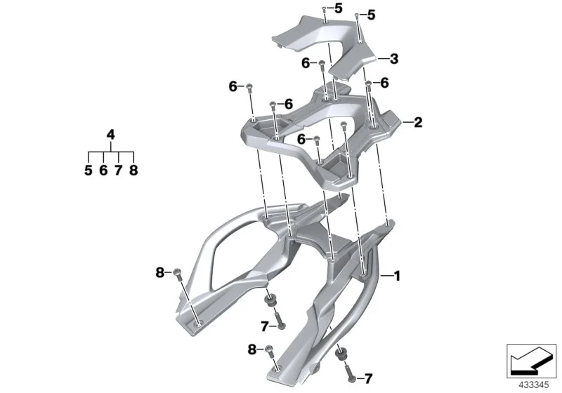 BMW Satz Befestigungselemente Topcasehalter K53 K54 77448546695