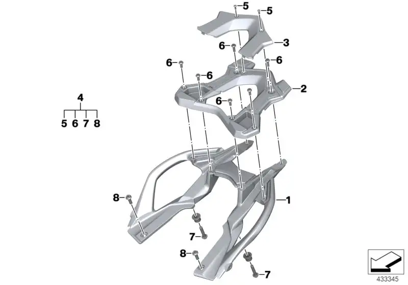 BMW Satz Befestigungselemente Topcasehalter K53 K54 77448546695 -