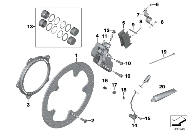 BMW Bremssattel ohne Bremsbelag rechts K27 K43 34117722518