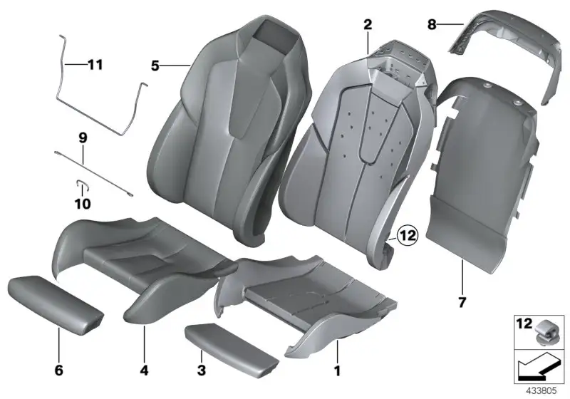 BMW Bezug Komfortsitz Klima Leder links 52108066529 - Bildpositio