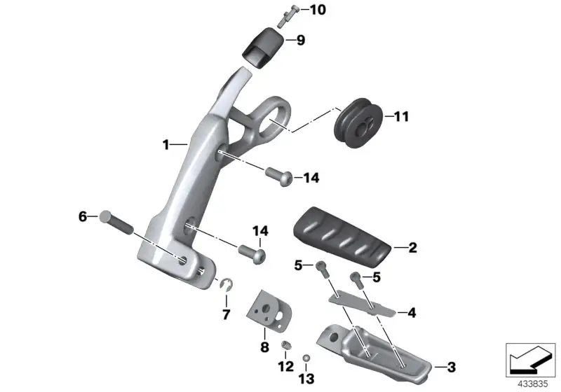 BMW Fussrastenplatte hinten rechts K27 46717728894 - Bildposition