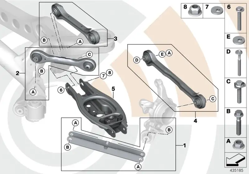 BMW Reparatursatz Führungslenker rechts E81 E82 E87 E88 E90 E91 E
