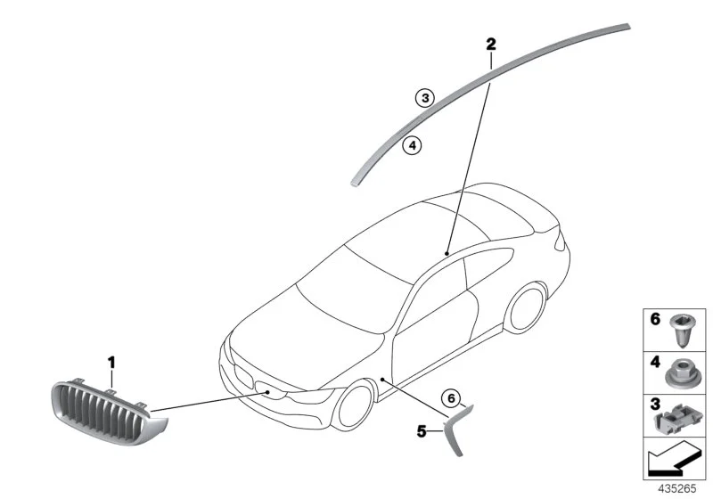 BMW Luftführung Seitenwand grundiert vo. li. F32 F33 F36 51747494355