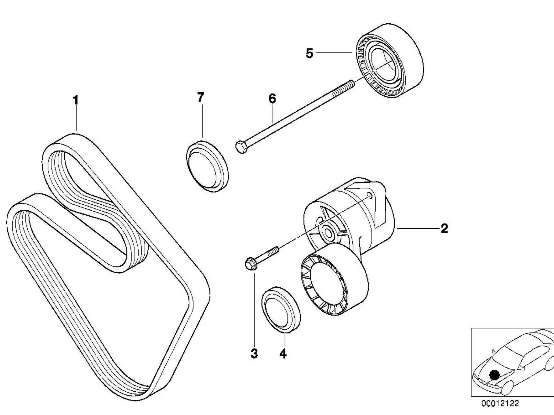 BMW Umlenkrolle E34 E36 E38 E39 E46 E53 E60 E61 E63 E64 E85 E86 E90 E92 E93 11287841228