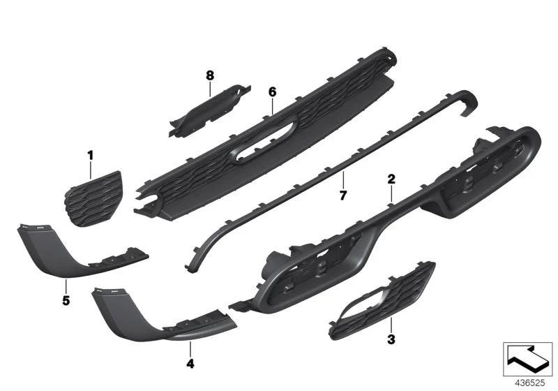 BMW Black band hinten unten links F55 F56 F57 51627382179