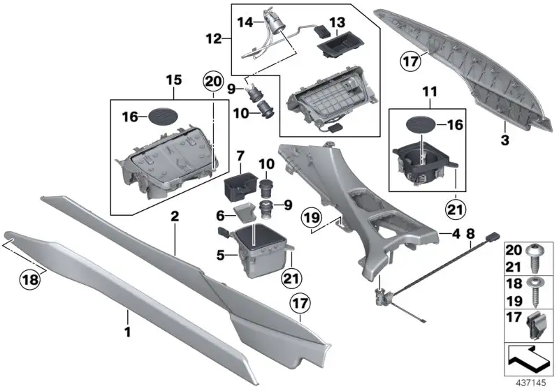 BMW Einlegematte Getränkehalter F06 F12 F13 51169227719 - Bildpos