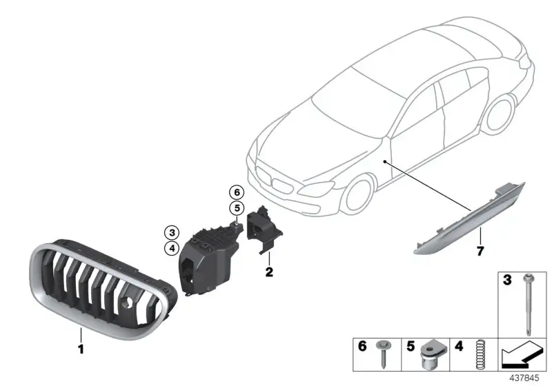 BMW Ziergitter Front rechts F06 F12 F13 51137370390 - 6er F06, 6e