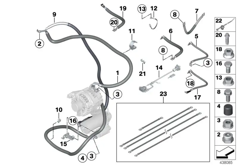 BMW Kabel Generator-Anlasser-Stützpunkt B+ F07 F10 F11 1242858993