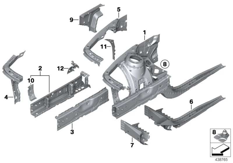BMW Stützträger Radhaus innen rechts F20 F21 F22 F23 F30 F31 F32 F33 F34 F36 F80 F82 F83 F87 F87N 41007284102
