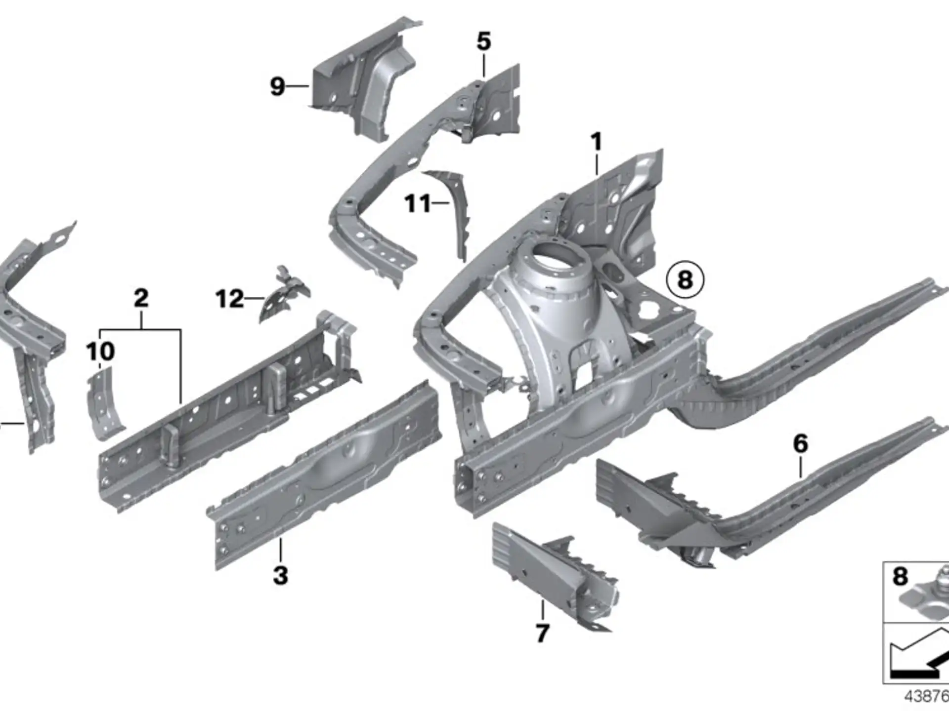 BMW Stützträger Radhaus innen rechts F20 F21 F22 F23 F30 F31 F32 F33 F34 F36 F80 F82 F83 F87 F87N 41007284102